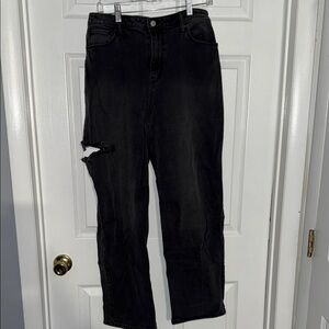 Hollister Dark Gray Ultra High-Rise Dad Jeans W/ slit on the side